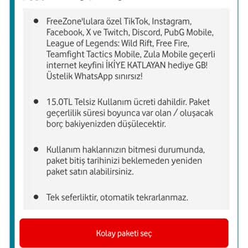 Vodafone FreeZone Paketinde İnternet Sorunu