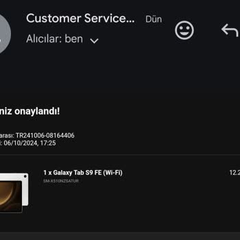 Sipariş Görüntüleme Sorunu: Galaxy TAB S9 Fe