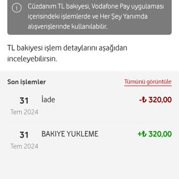 Vodafone Pay Hesabına Yüklenen Paranın İadesi Yapılmadı