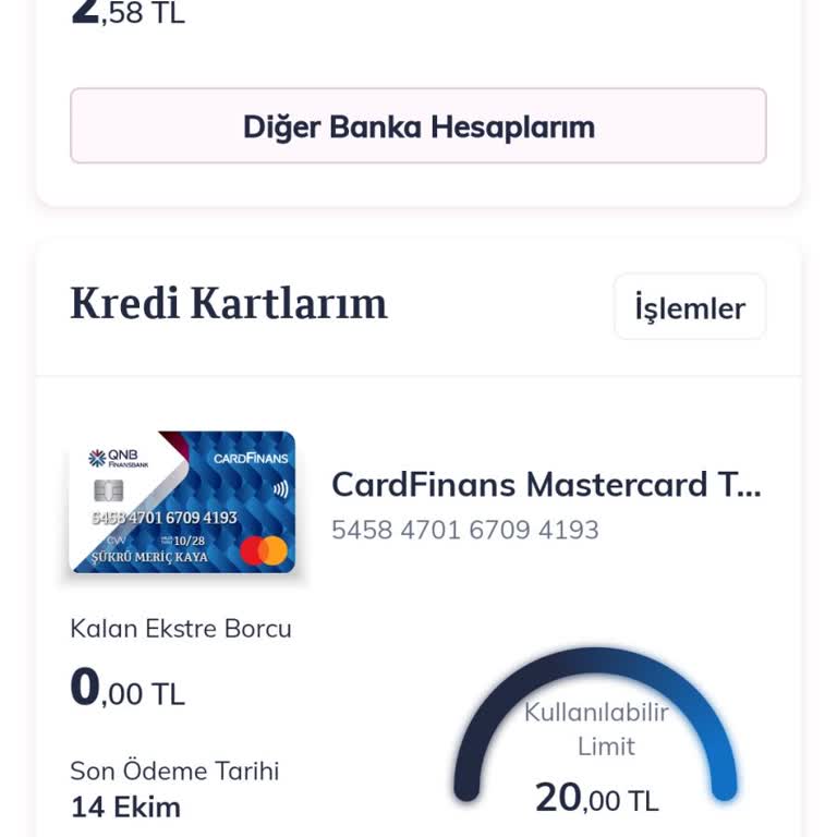 Kredi Kartı Hizmetlerinde Sorun
