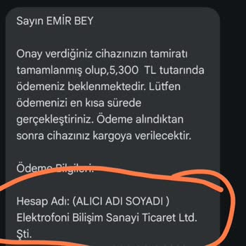 Elektrofoni Garanti Kapsamındaki Bilgisayar İçin Yüksek Ücret Talebi!