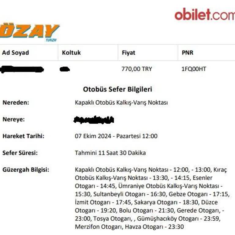 Özay Turizm ile Mağduriyet: İptal Edilemeyen Bilet Sorunu