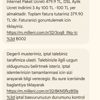 Millenicom İptal Talebimi Geciktiriyor, Haksız Fatura Ödetiyor