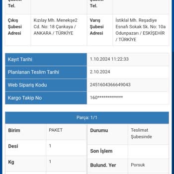 Sürat Kargo Porsuk Şubesi'nin Sorumluluk Eksikliği ve Yanıltıcı Bilgilendirme
