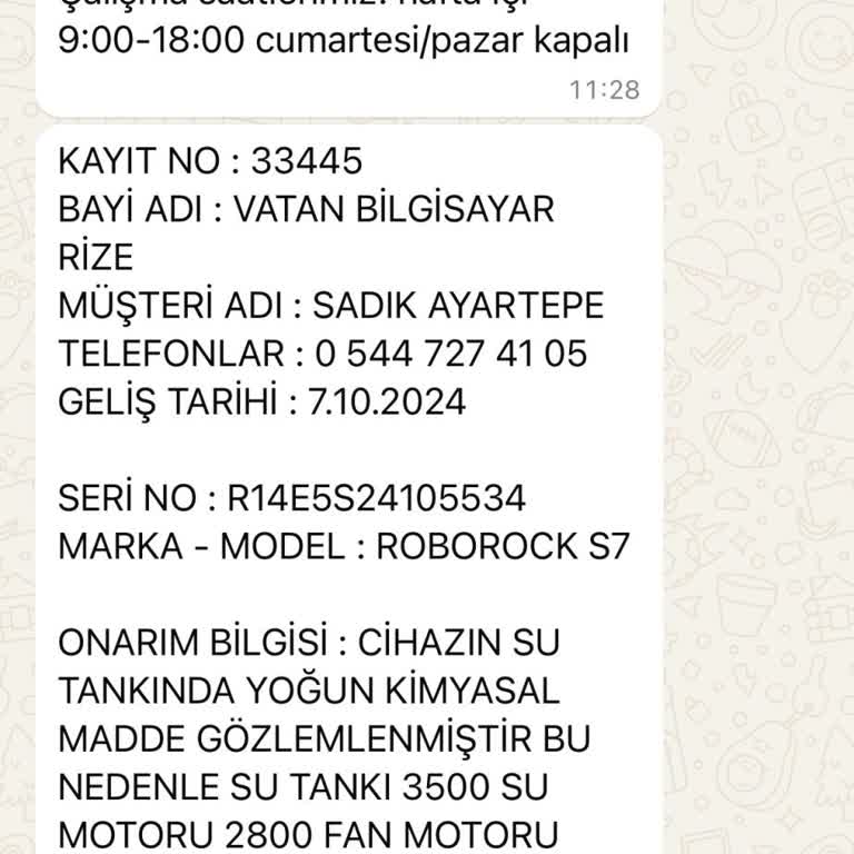 Garanti Kapsamı Dışında Kalan Roborock S7 Sorunu