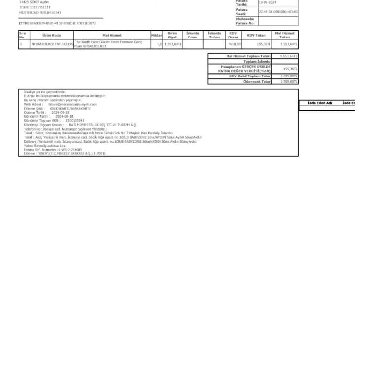 Yanlış Fatura Türü Nedeniyle İade Sorunu