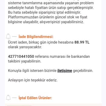 İndirimli Ürün İptali ve Para İadesi Sorunu