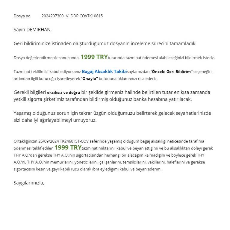 THY Uçuşunda Kaybolan Eşyalar ve Yetersiz Tazminat