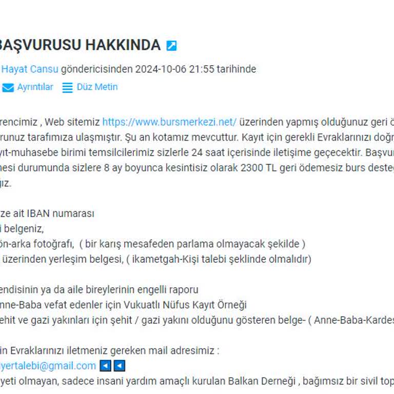 Burs Başvurusunda Güvenlik Endişesi