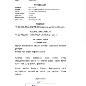 Vestel Buzdolabında Garanti Sorunu ve Kompresör Arızası