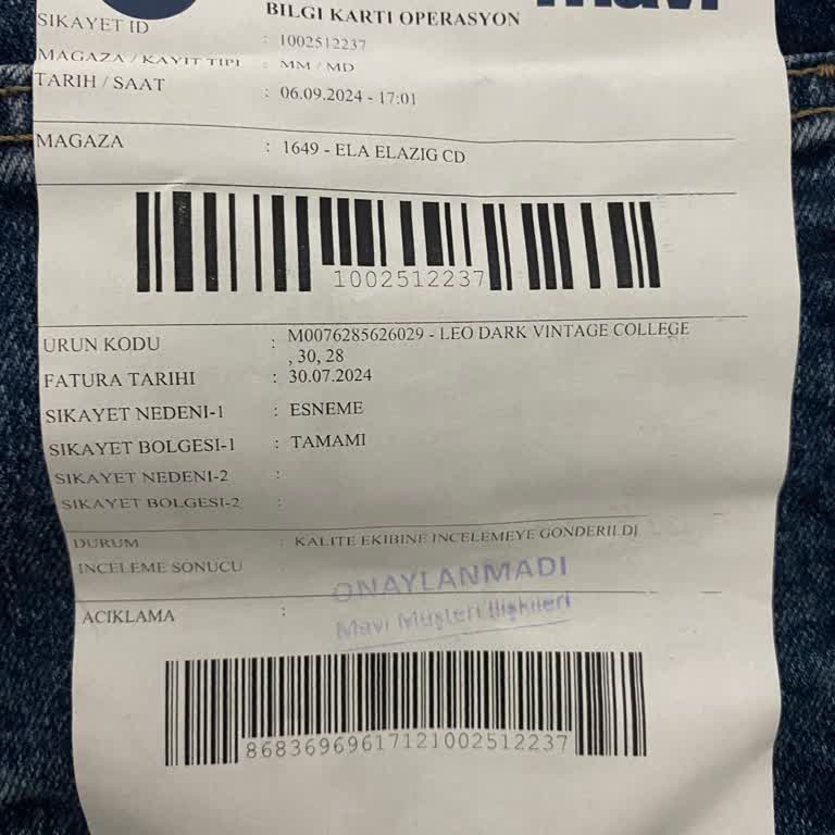 Mavi Kot Pantolonlar Kalite Sorunu