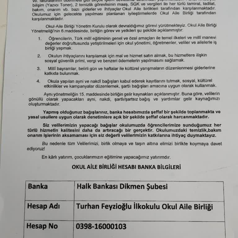 Okullarda Usulsüz Aidat Talebi