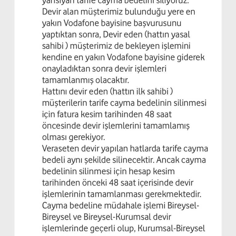 Vodafone Bayii Yanlış Yönlendirmeleri ve Cayma Bedeli Sorunu