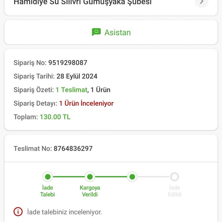 Trendyol Hızlı Market Su Siparişi Teslim Edilmedi ve İade Sorunu