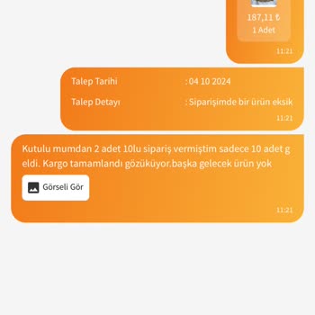 Eksik Gönderilen Ürün ve İletişim Sorunları