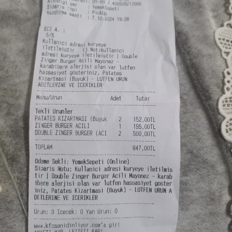 KFC Edremit'te Eksik ve Geç Gelen Sipariş Sorunu