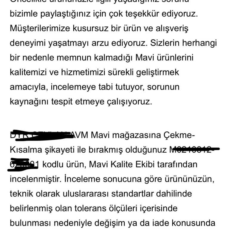 Mavi Gömlekte Beklenmedik Çekme ve Kısalma Sorunu