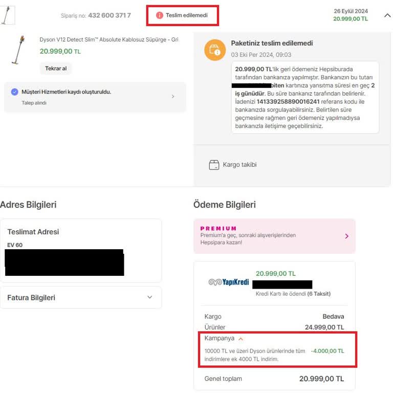 Hepsiburada'da İade Edilen Ürün ve Yanmış Kupon Sorunu