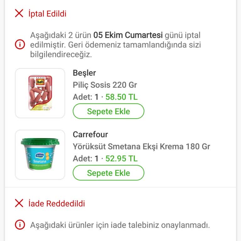 Trendyol Hızlı Market: Teslim Edilmeyen Sipariş ve İade Sorunu