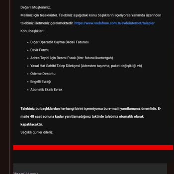 Vodafone Ev İnterneti Sorunu ve İade Talebi