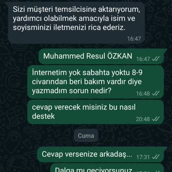 İnternet Hizmeti ve Destek Eksikliği