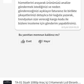 Kamera Kaydı Sorunu ve İade Engeli