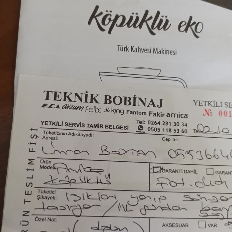 Arızalı Kahve Makinesi ve Yetersiz Servis Hizmeti