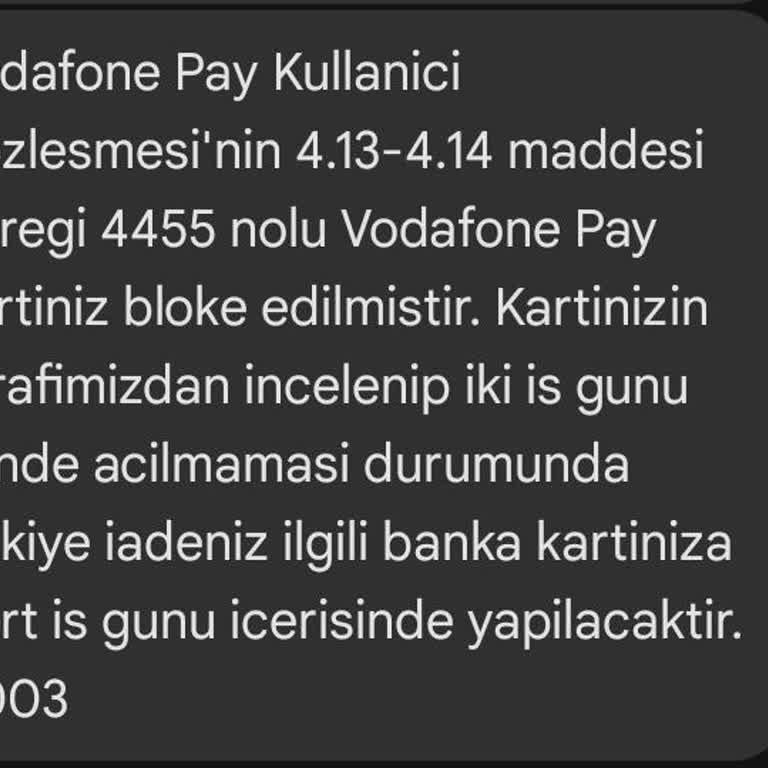 Vodafone Pay'de Sürekli Bloke Sorunu