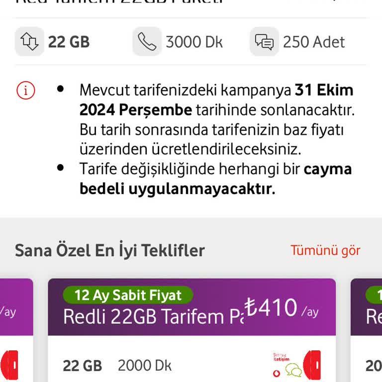 Vodafone Red Tarifemde Fahiş Zam Şoku