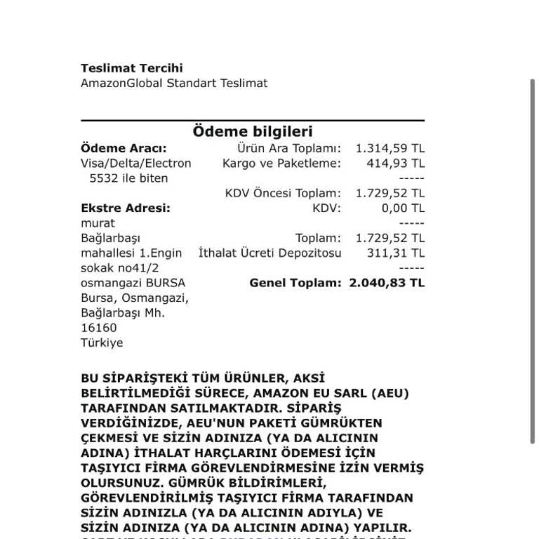 Amazon Türkiye'de Gümrükleme Hatası ve İade Süreci Sorunu