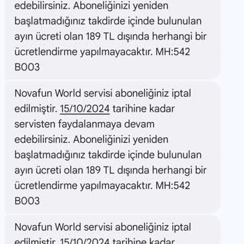 Habersiz Novafun aboneliği ve iptal sorunu