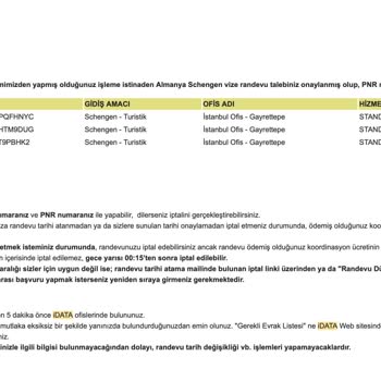Vize Randevu Sorunu: Aile Listesi Eksikliği