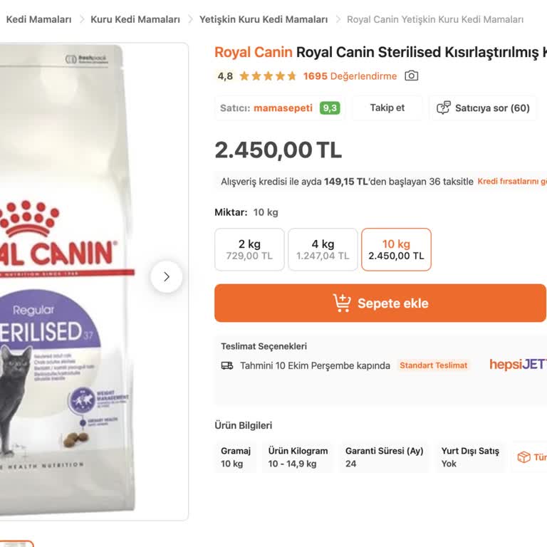 Kedi Maması Siparişim İptal Edildi ve Fiyat Arttı