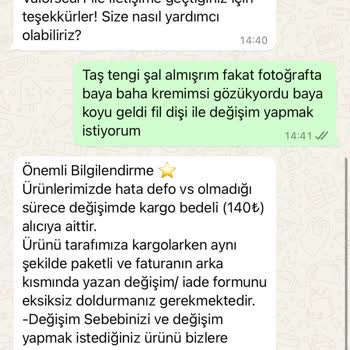 Yanıltıcı Renk ve Yüksek Değişim Ücreti Şikayeti