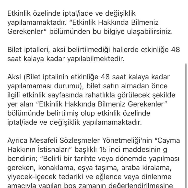 Konser Bileti İade Süreci