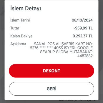 İzinsiz Para Çekimi: Google Gearup Hesabımdan 959 TL Gitti!