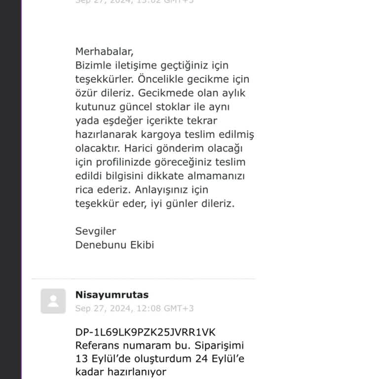 Denebunu Premium Paket Teslimat Sorunu