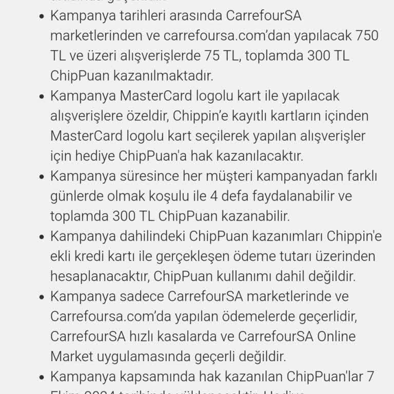 Chippin Kampanyasında Eksik Yüklenen Puan Sorunu