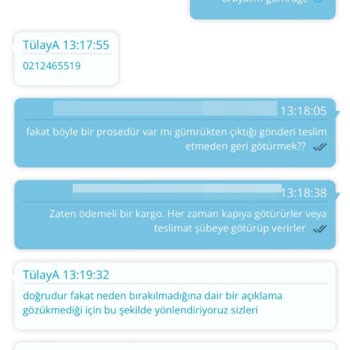 PTT Kargomuzun Teslim Edilmeden İade Sürecine Girmesi