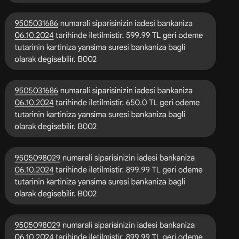 İade Ücreti Hesaba Yatmadı