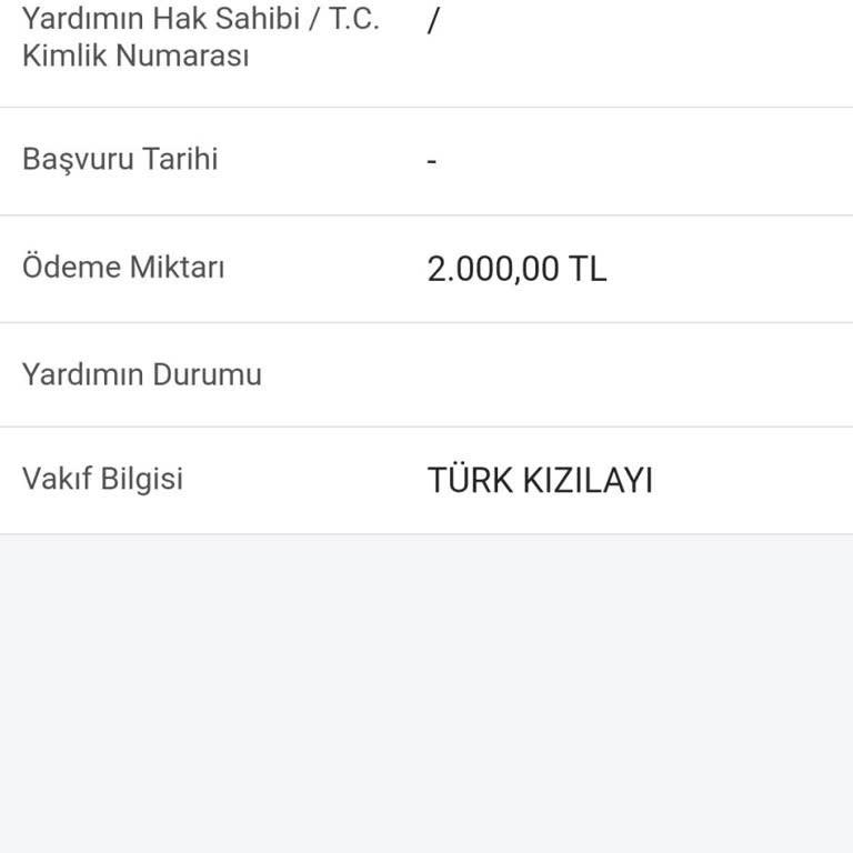 Türk Kızılay E-Devlet'te Yanlış Görünen Yardım Ödemeleri Hakkında Bilgi Talebi