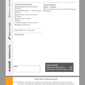 Arçelik Buzdolabı Servisinde Haksız Ücret İadesi Sorunu