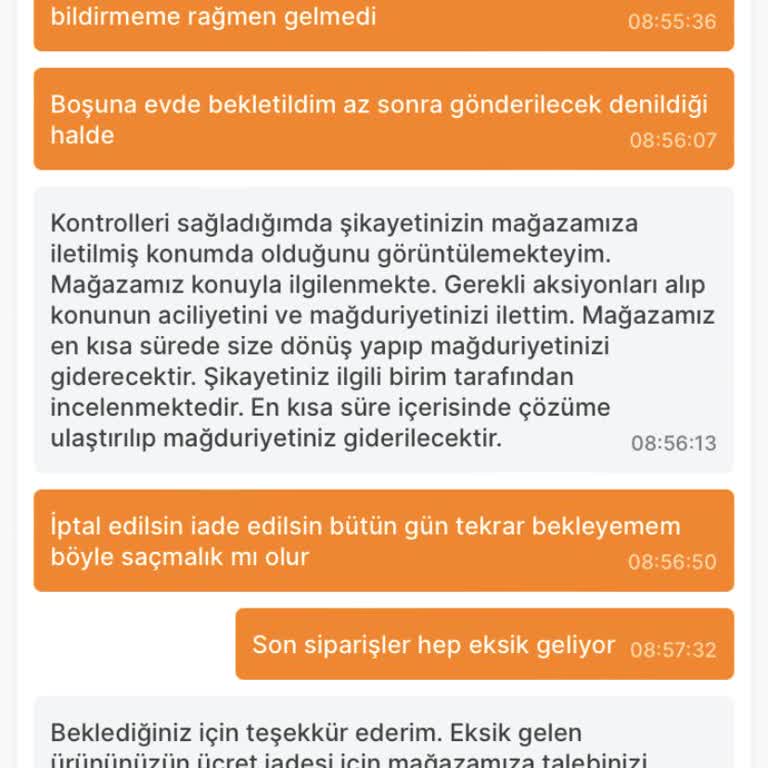 Eksik Sipariş ve İletişim Sorunları