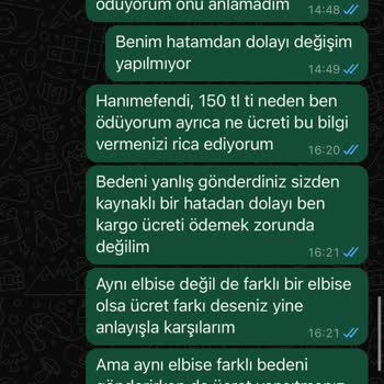 Yanlış Beden ve Kötü Müşteri Hizmeti