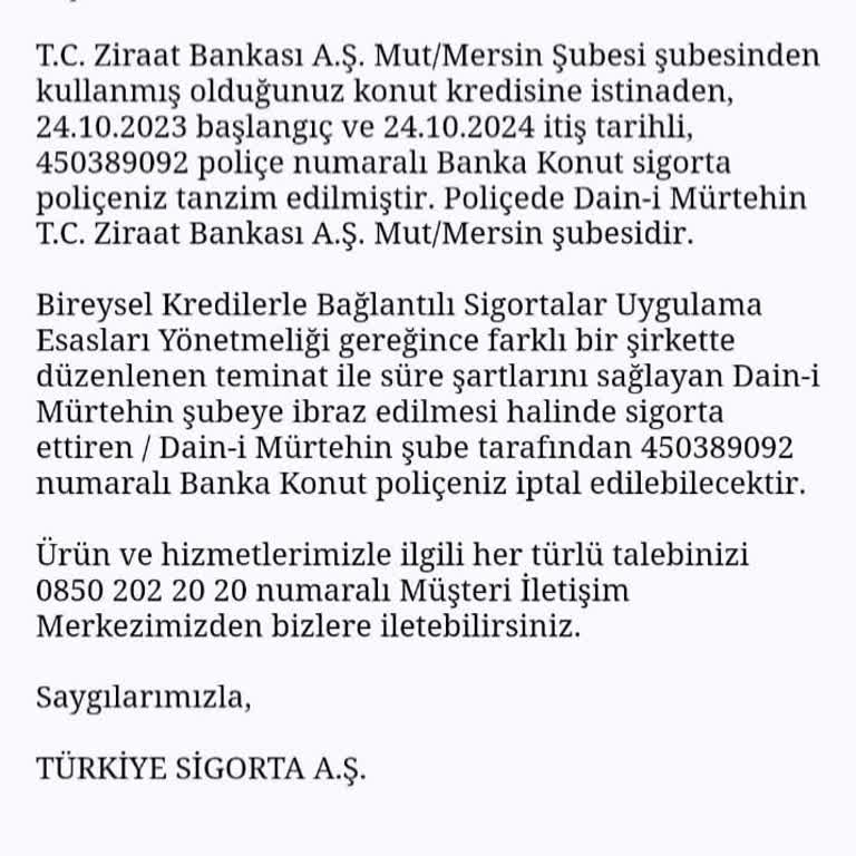 Ziraat Bankası'nda İstenmeyen Konut Sigortası Yenilemesi Sorunu