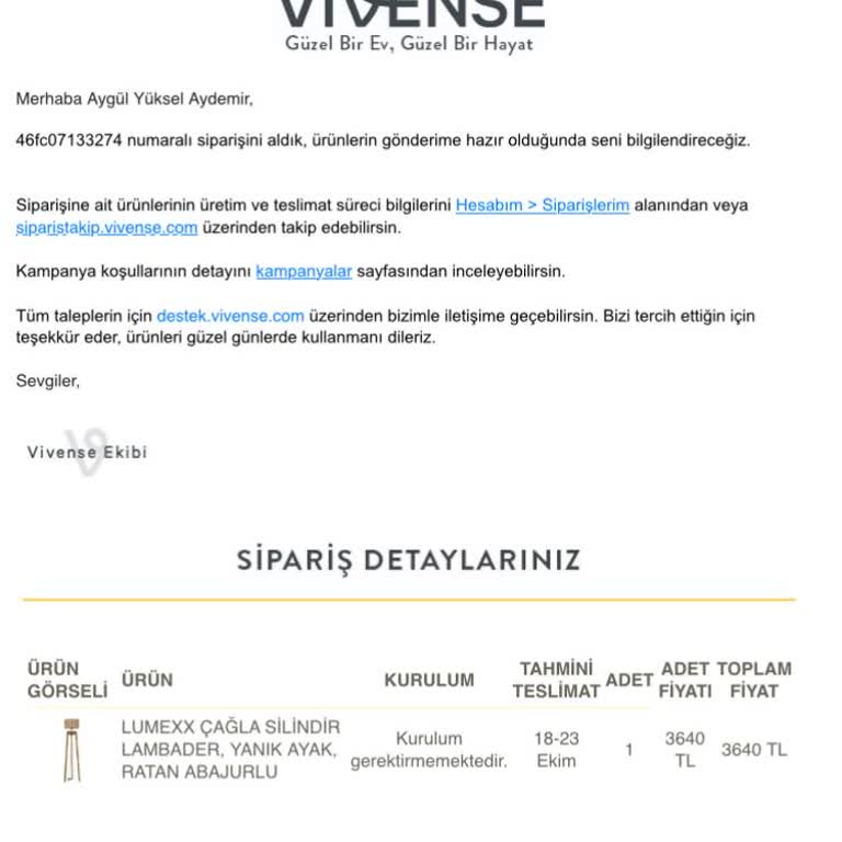 Vivense müşteri hizmetlerine ulaşamıyorum, iptal işlemi için çaresizim