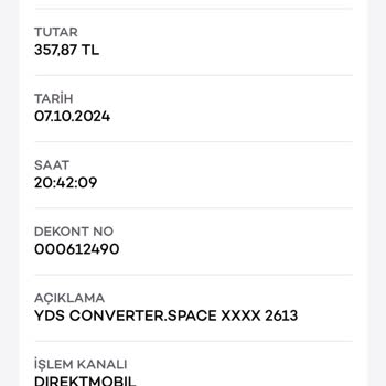 YDS Converter Space Şikayeti