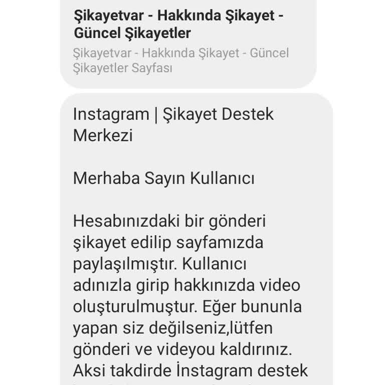 Instagram Şikayetvar Mesajı