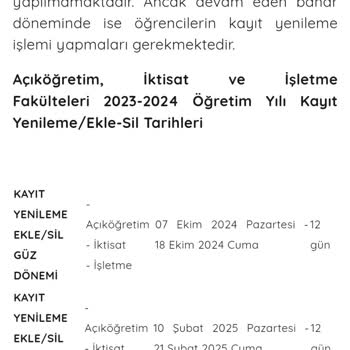Kayıt Yenileme Sürecindeki Sistem Hatası