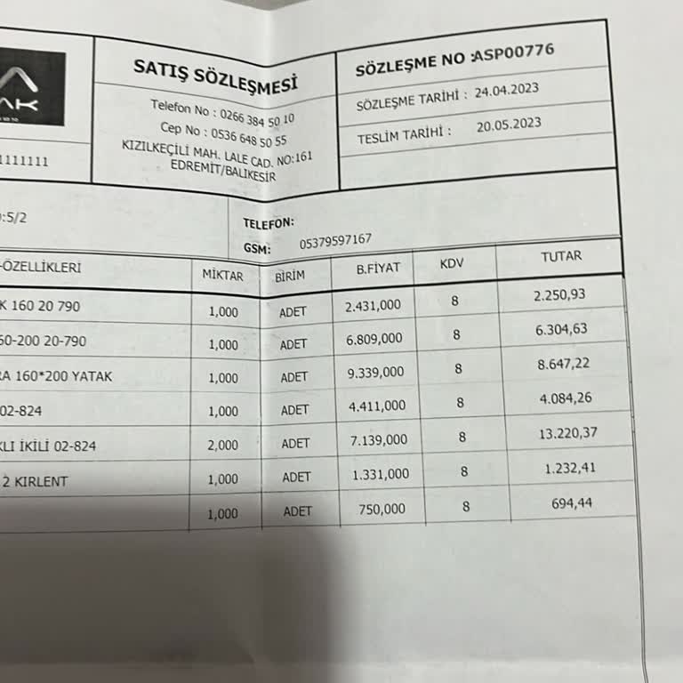 Kilim Mobilya'dan Gecikmeli ve Hasarlı Teslimat Sorunu